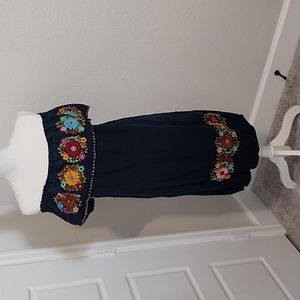 Navy embroidered dress